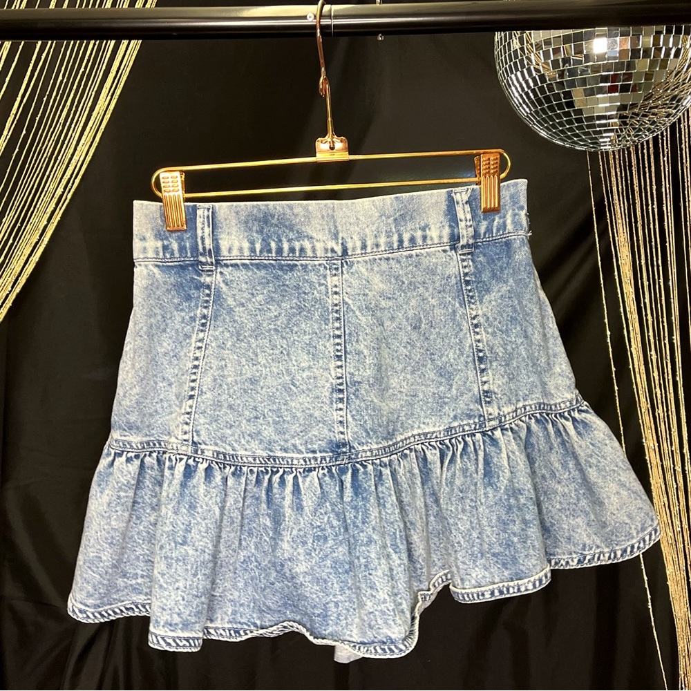 American Eagle Tiered Flare Denim Mini Circle Skirt size S